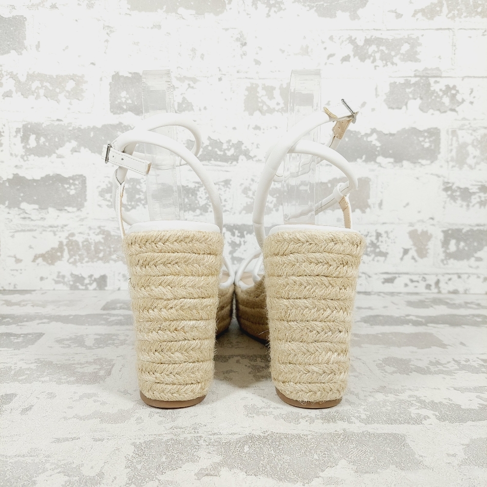 NEW BP White Cohan Espadrille Wedge Strappy Sandals V679 - Picture 5 of 13